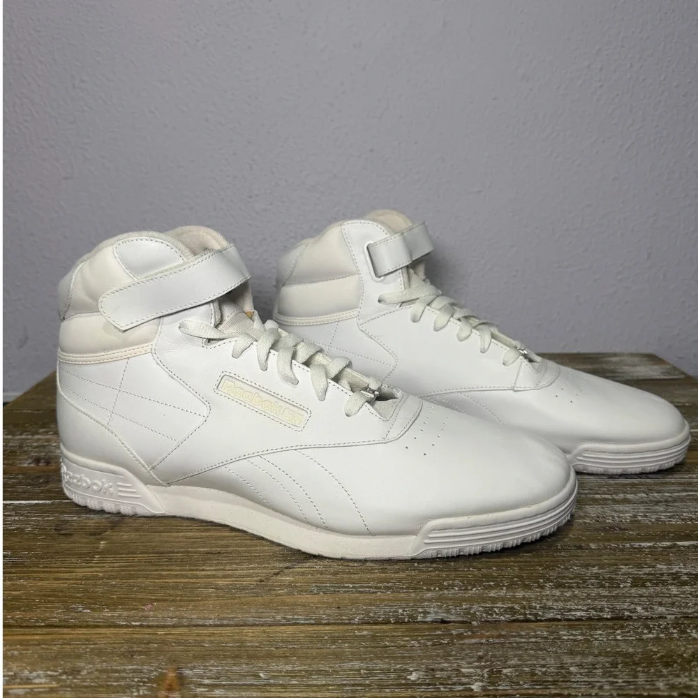 Reebok Ex-O-Fit Hi Mens White Leather Streetwear Retro Sneakers V44739 Size 13
